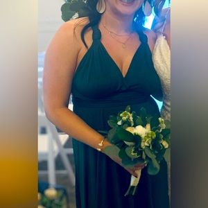 Soft evergreen bridesmaid dress